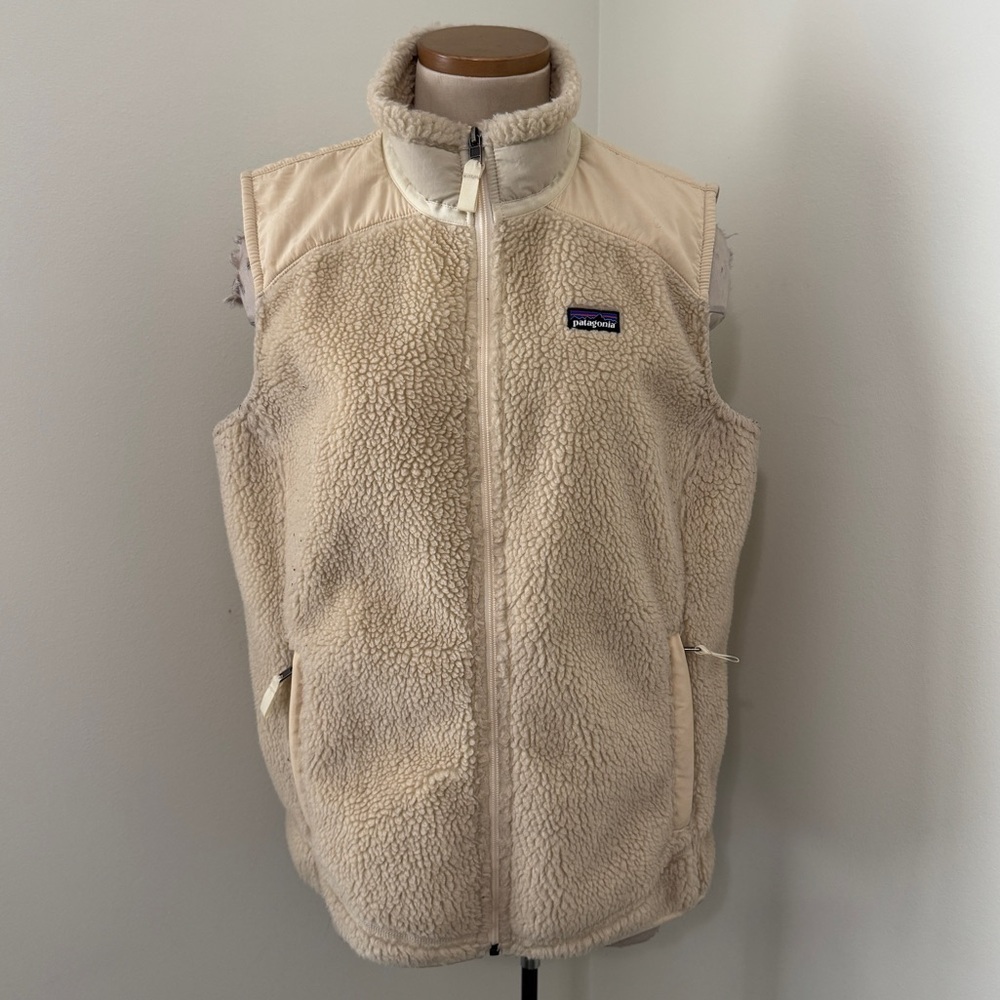 Patagonia XL Classic Retro X Cream Fleece Full Zip Vest - Picture 2 of 7